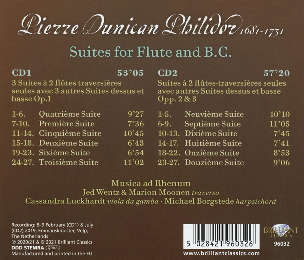Musica ad Rhenum 피에르 다니캉 필리도르: 플루트와 바소 콘티누오를 위한 모음곡 (Pierre Dancian Philidor: Suite for Flute and Basso Continuo) 