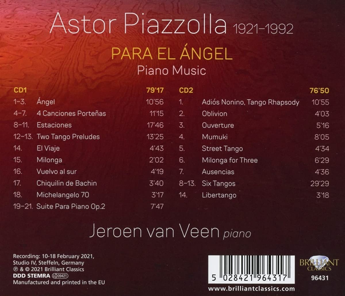 Jeroen van Veen 피아졸라: 피아노 작품 (Astor Piazzolla: Para El Angel - Piano Music)