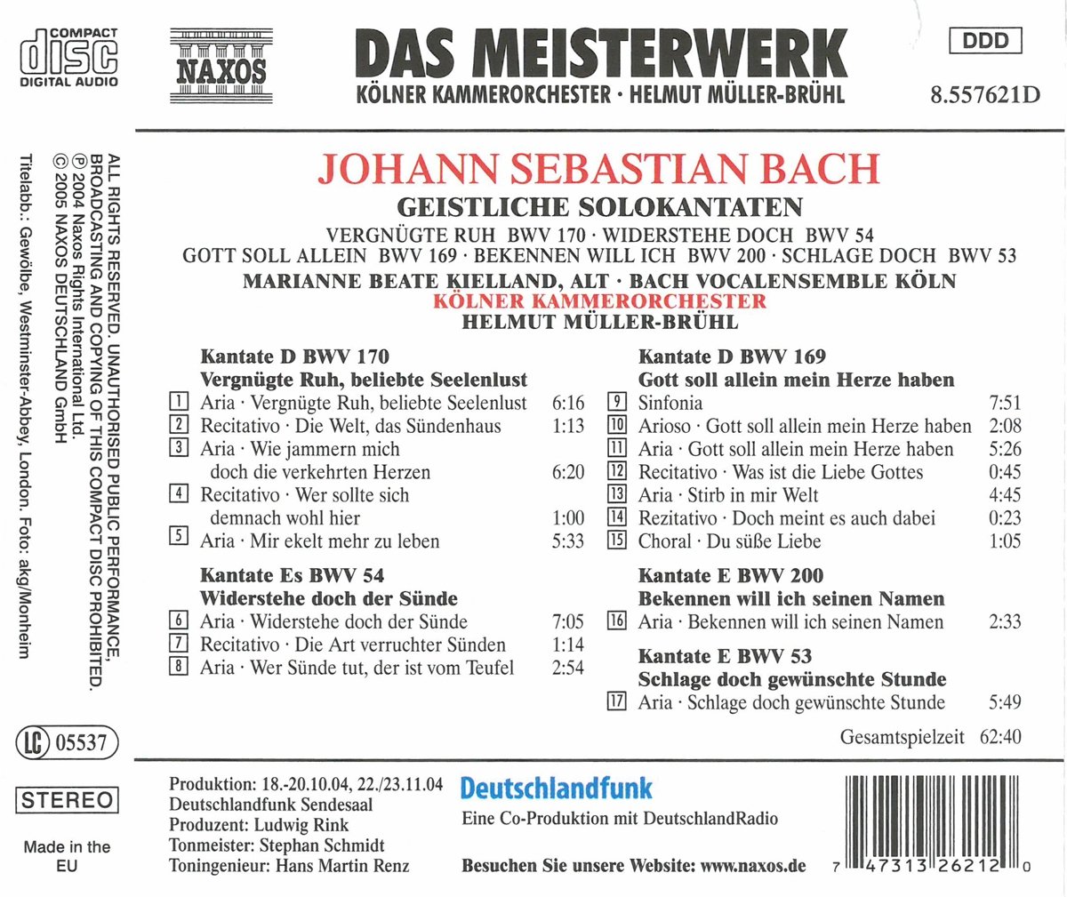 Helmut Muller-Bruhl 바흐: 알토를 위한 칸타타 1집 (J.S.Bach: Sacred Cantatas for Alto Vol. 1) 