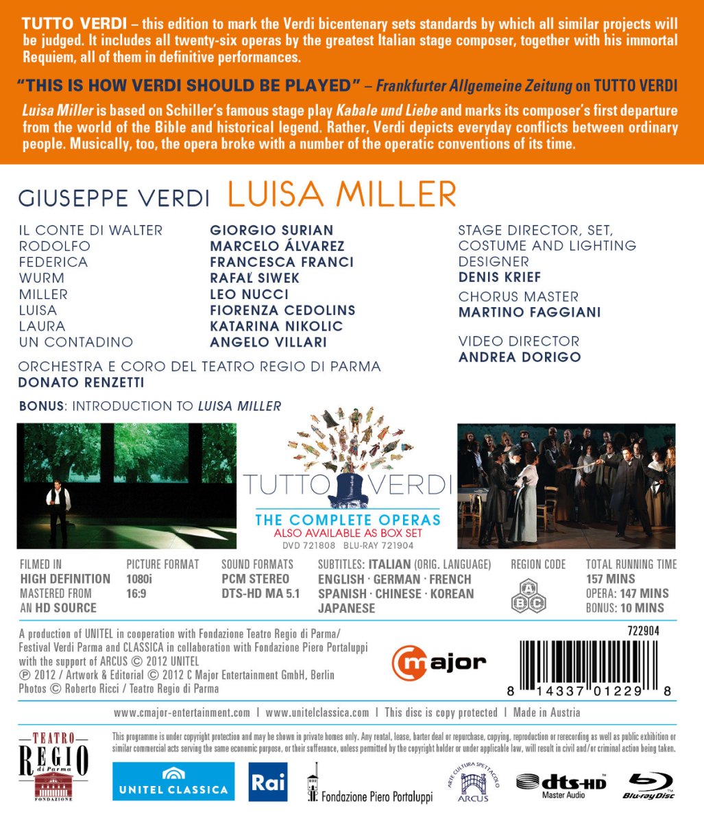 Donato Renzetti 베르디: 루이자 밀러 (Giuseppe Verdi: Tutto Verdi Vol. 14 - Luisa Miller)