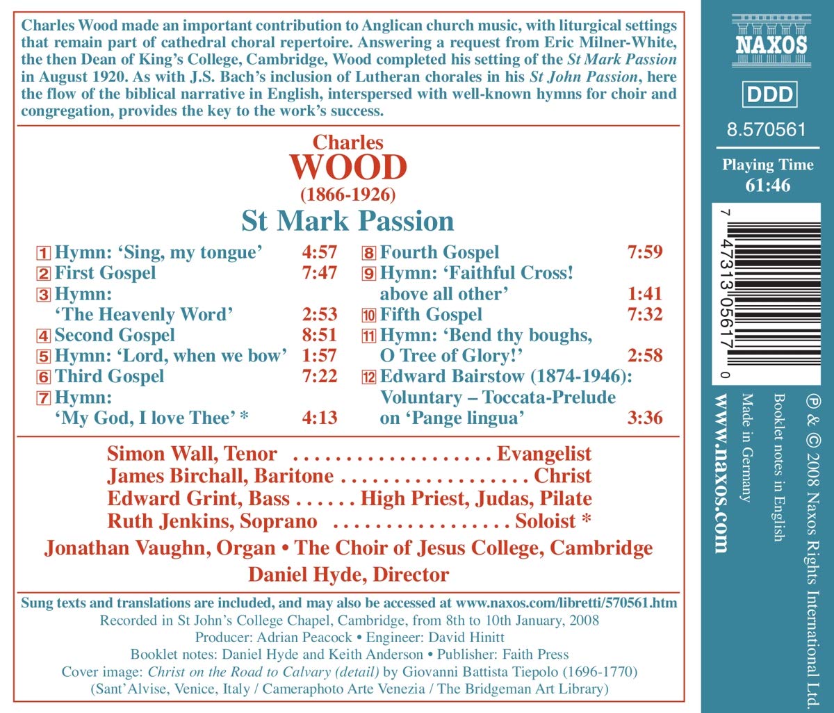 Daniel Hyde 찰스 우드: 마가수난곡 (Charles Wood: St Mark Passion) 