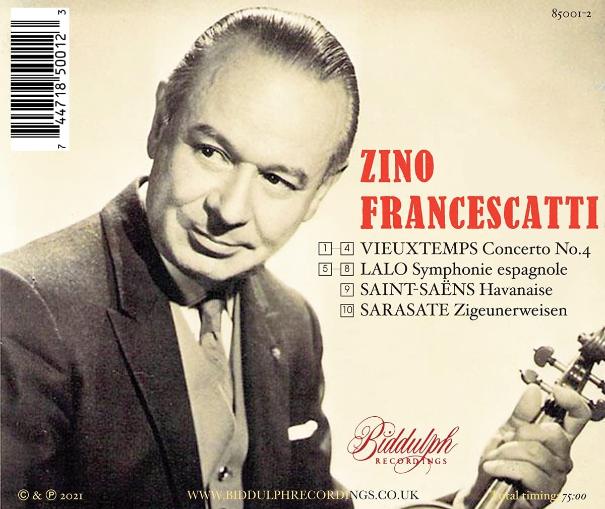 Zino Francescatti 랄로: 스페인 교향곡 / 생상스: 하바네즈 / 사라사테: 지고이르바이젠 / 비외탕: 바이올린 협주곡 