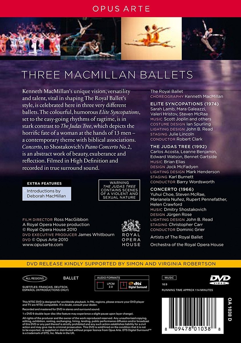 케네스 맥밀란: 세 편의 발레 - 엘리트 신코페이션, 유다 나무, 콘체르토 (Kenneth MacMillan: Elite Syncopations, The Judas Tree, Concerto) 