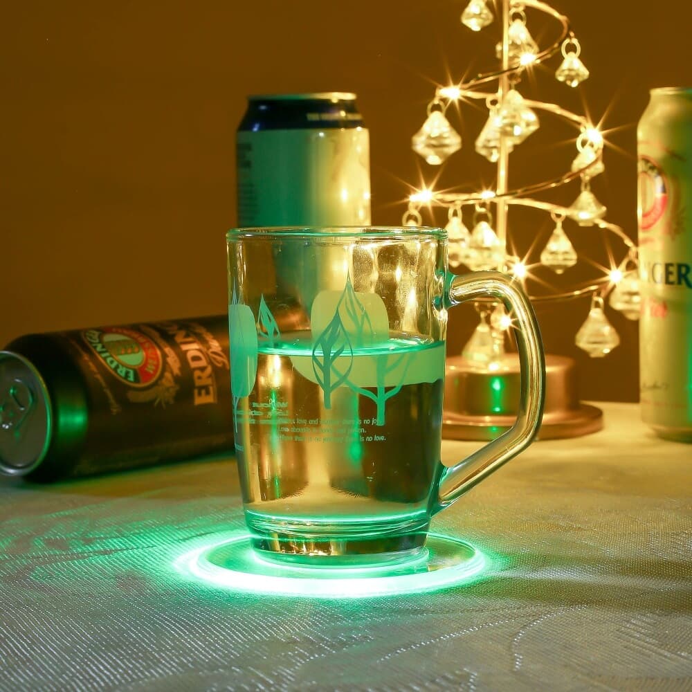 홈파티 원형 LED 컵받침 테이블웨어 LED컵코스터