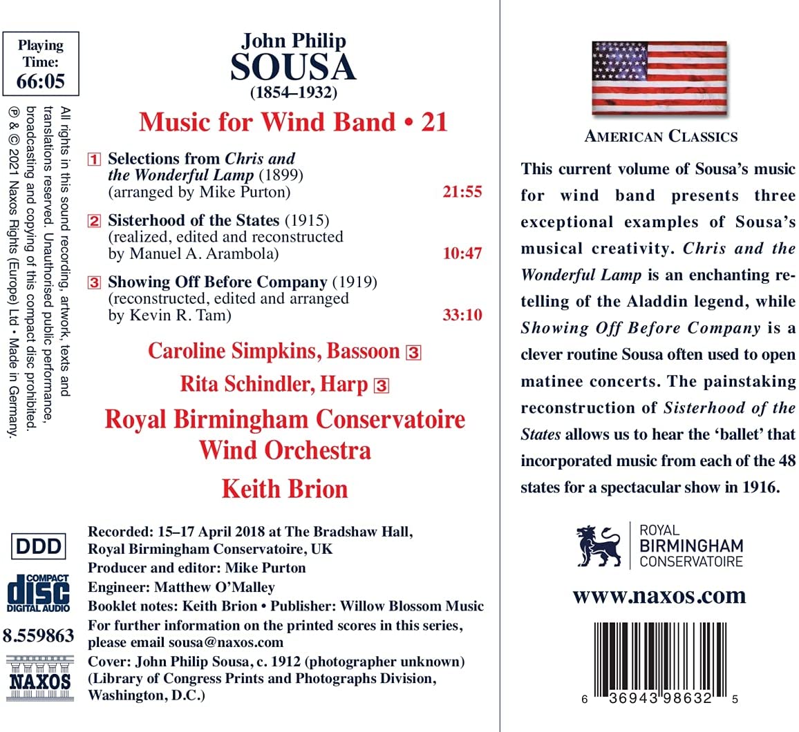 Royal Birmingham Conservatoire Wind Orchestra 존 필립 수자: 관악 밴드를 위한 작품 21집 (John Philip Sousa: Music For Wind Band Music 21) 