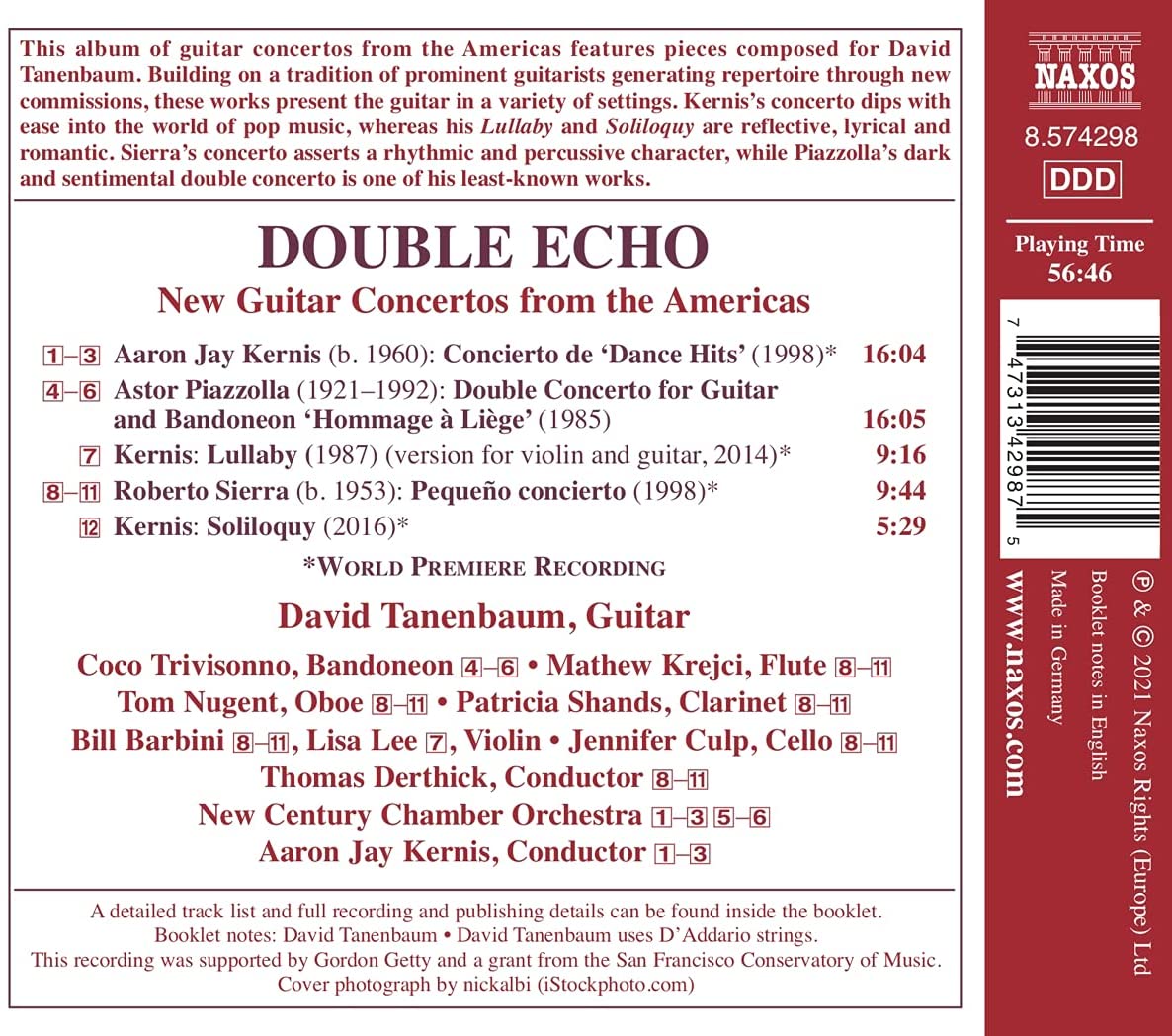 David Tanenbaum 미국의 새로운 기타 협주곡 작품들 (Double Echo - New Guitar Concertos from the Americas) 