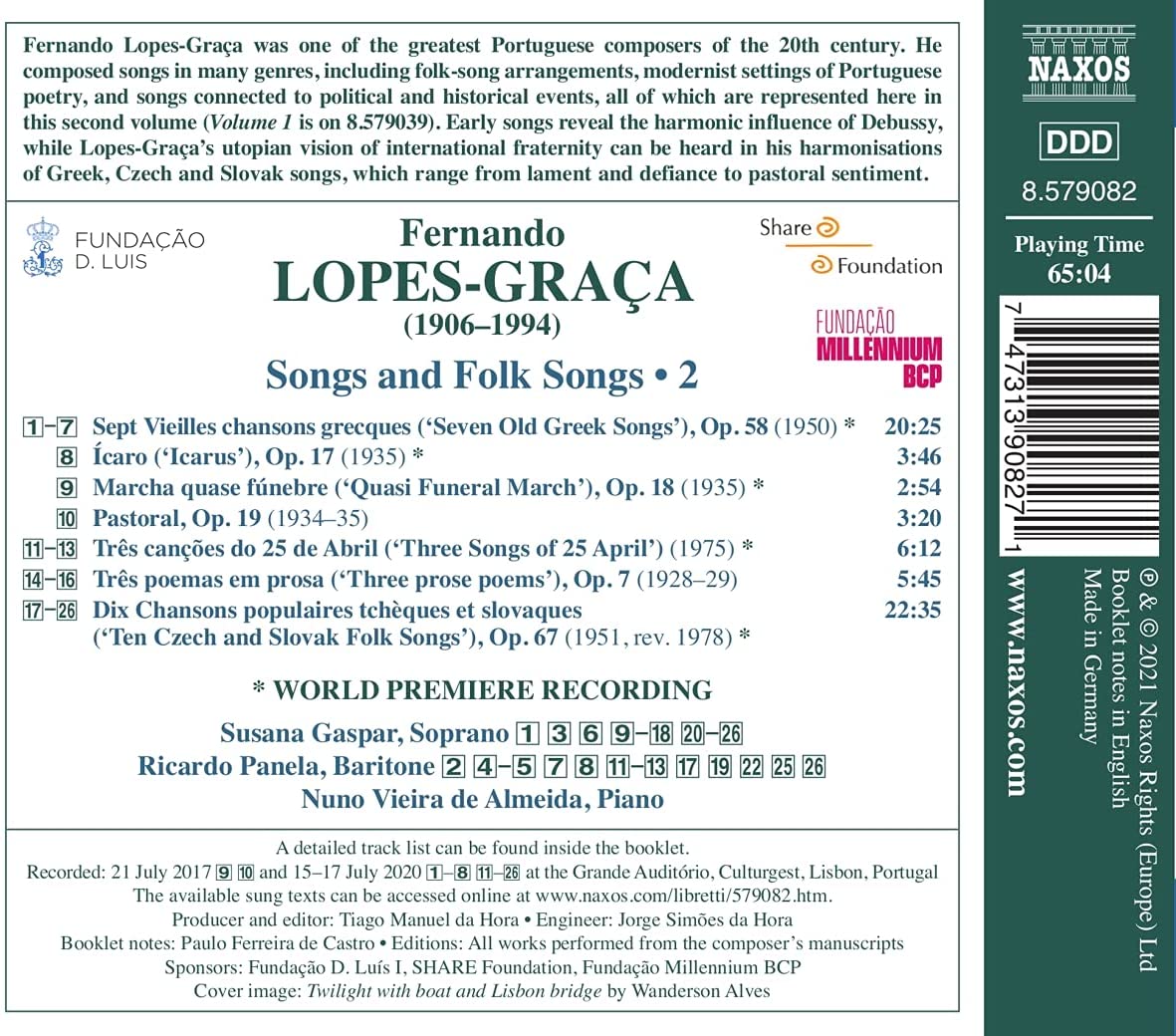 Susana Gaspar 페르난도 로페스-그라차: 가곡과 민요 2집 (Fernando Lopes-Graca: Songs and Folks Vol. 2) 