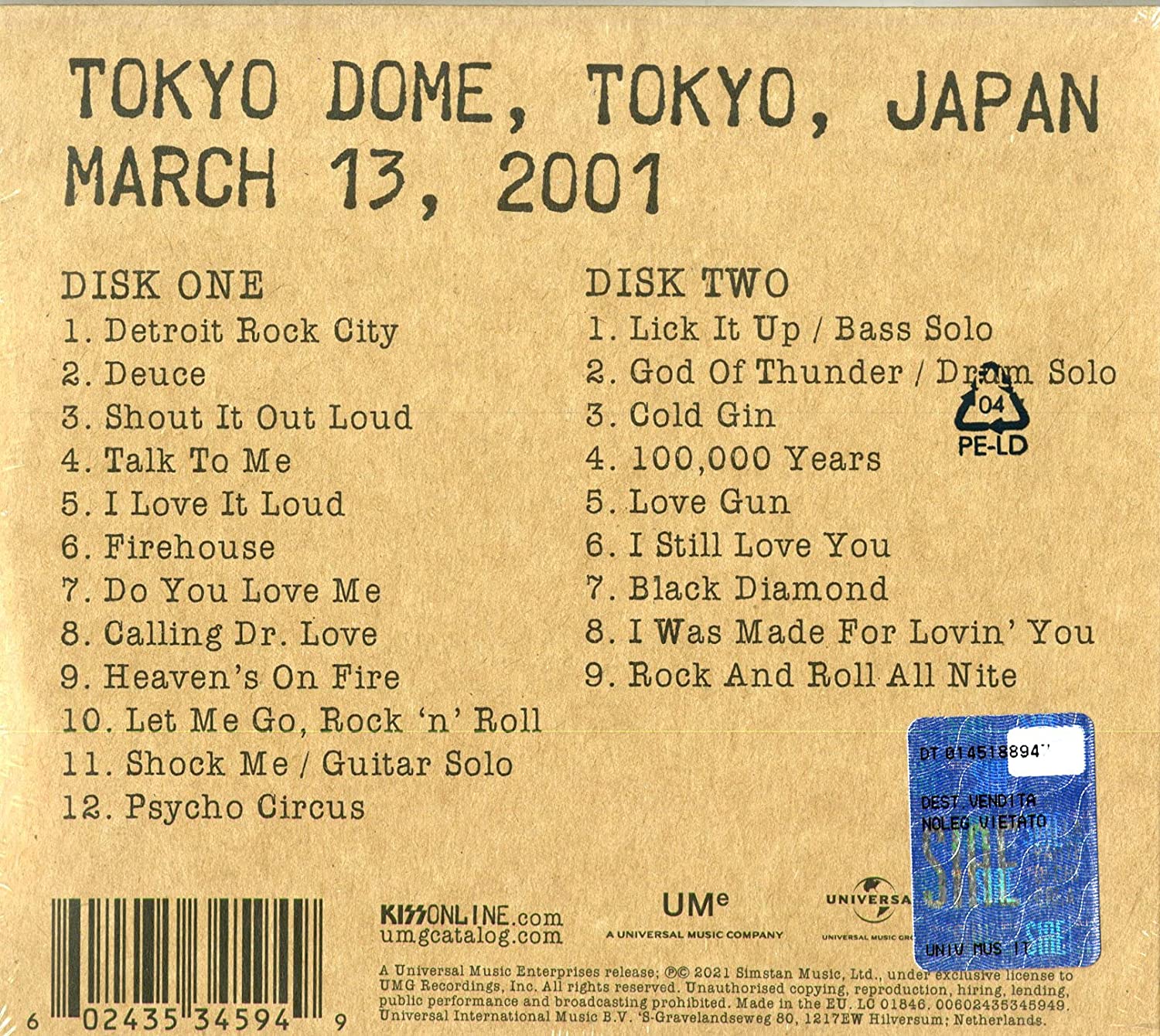 Kiss (키스) - Off The Soundboard: Tokyo 2001