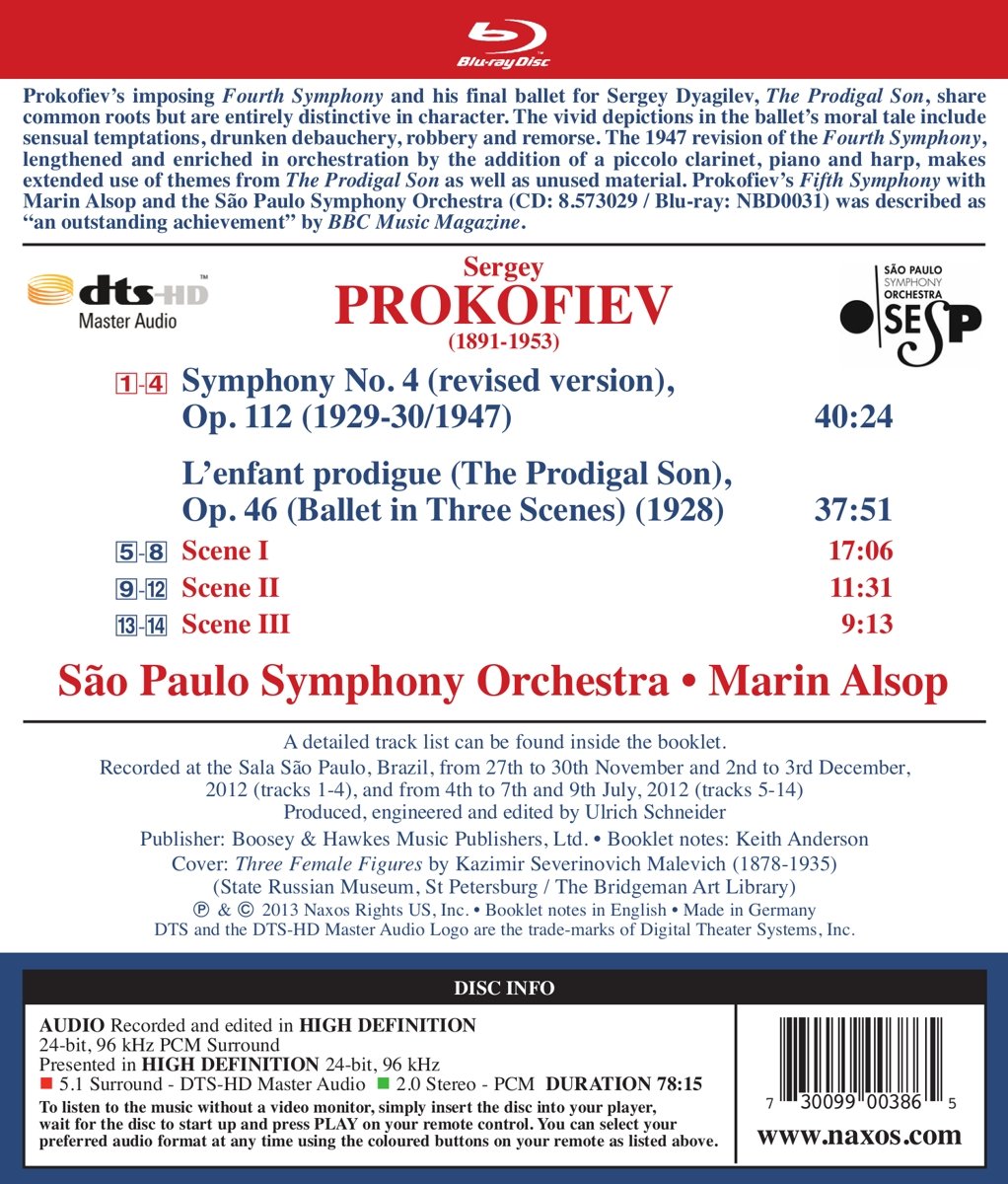 Marin Alsop 프로코피에프: 교향곡 4번 - 수정버전, 발레 돌아온 탕아 (Prokofiev: Symphony No.4 - revised version, The Prodigal Son) 