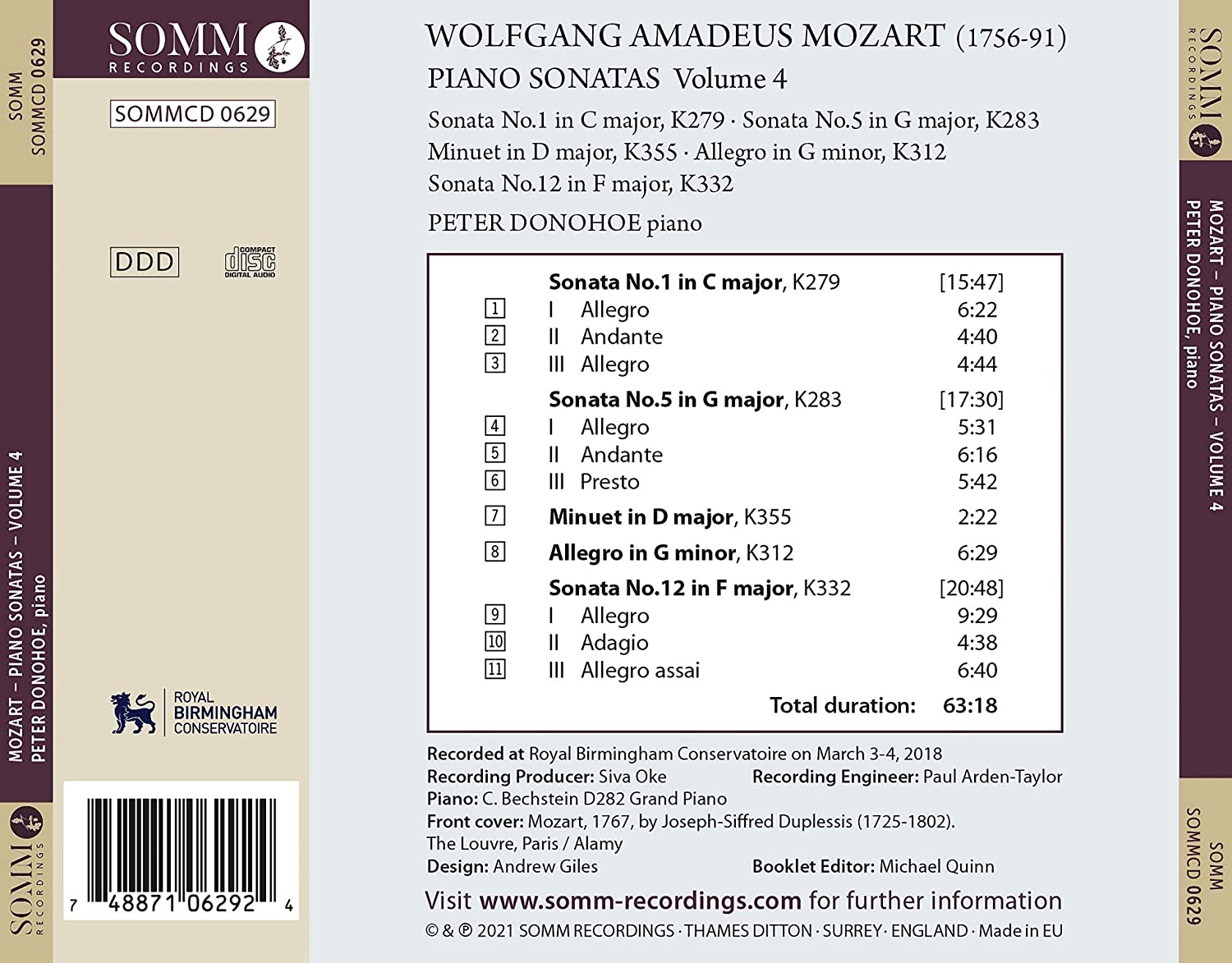 Peter Donohoe 모차르트: 피아노 소나타 4집 - 피터 도노호 (Mozart: Piano Sonatas Vol. 4) 