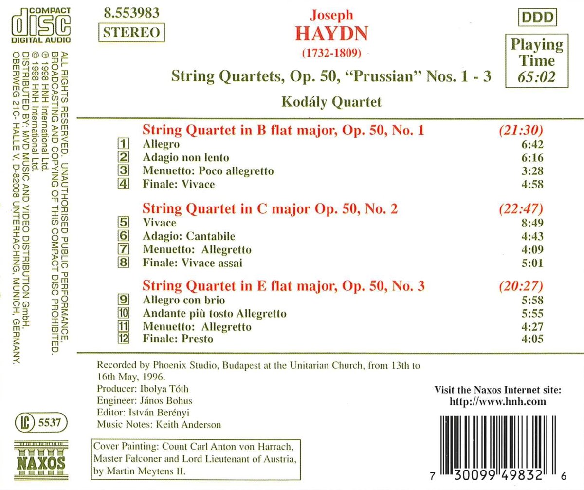 Kodaly Quartet 하이든: 현악 사중주 1-3번 (Haydn: String Quartets Op.50 Nos. 1-3) 