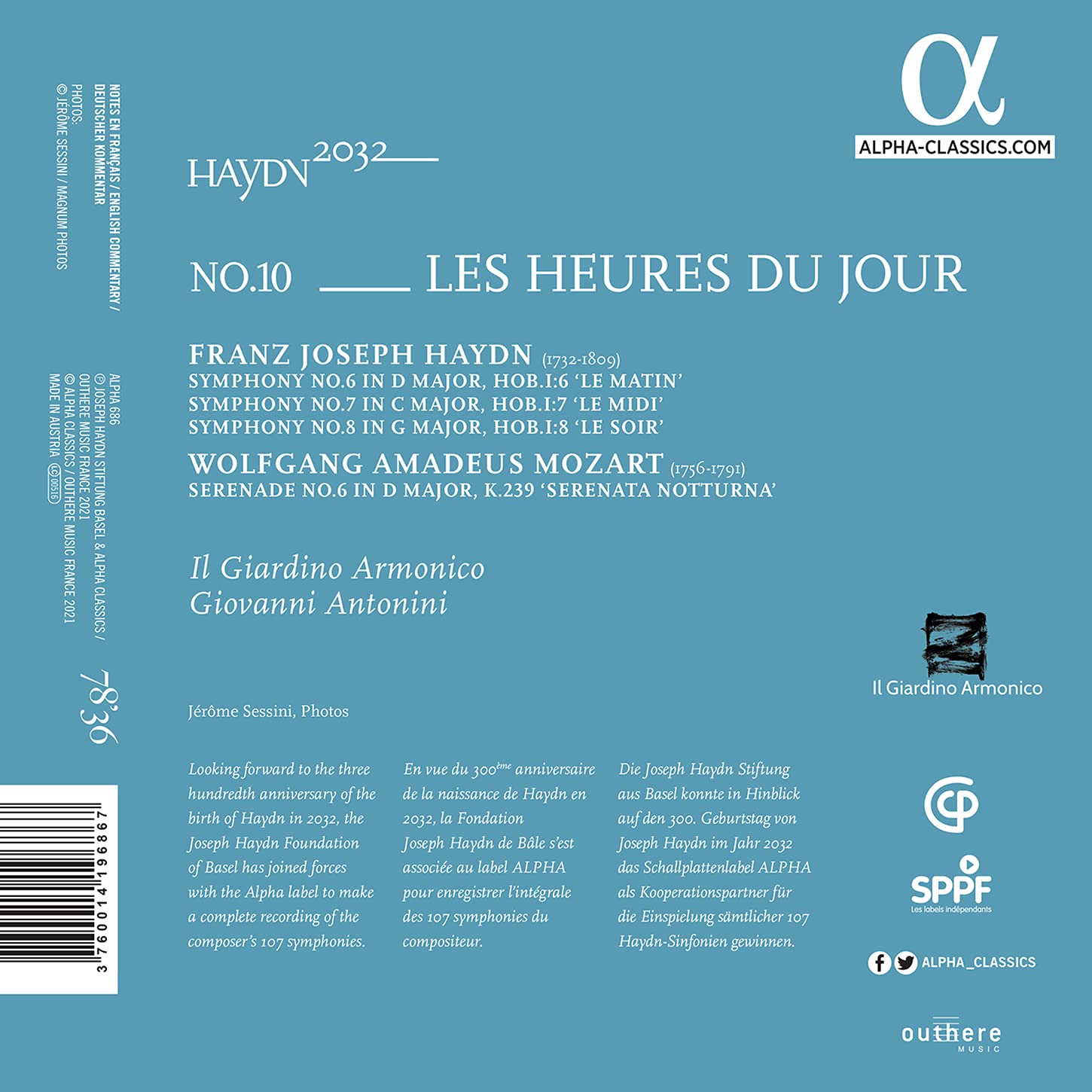 Giovanni Antonini 하이든 2032 프로젝트 10집 (Haydn 2032 Vol. 10 - Les Heures du Jour) 