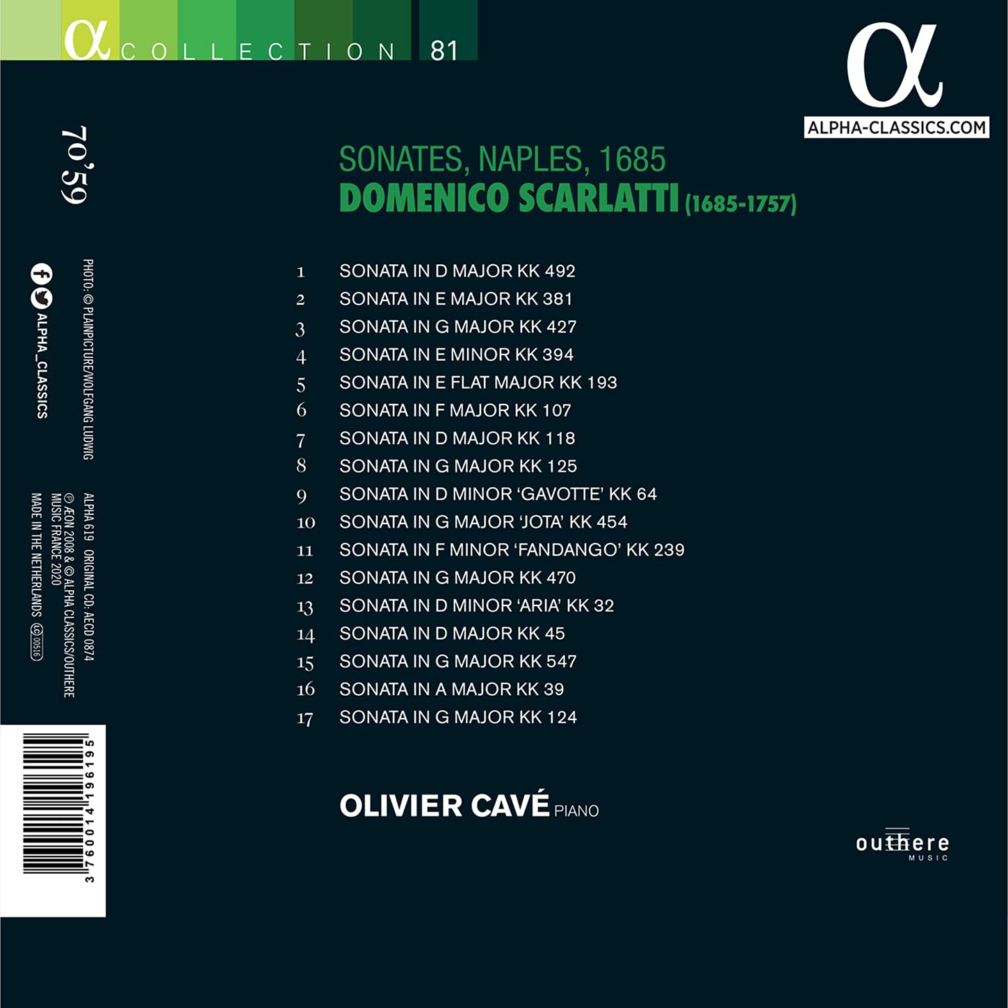 Olivier Cave 스카를라티: 피아노 소나타 (Domenico Scarlatti: Piano Sonatas) 