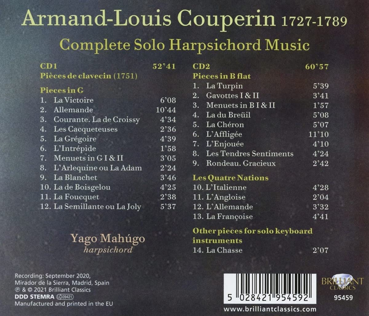 Yago Mahugo 아르망-루이 쿠프랭: 하프시코드 독주곡 전곡 (Armand Louis Couperin: Complete Solo Harpsichord Music) 