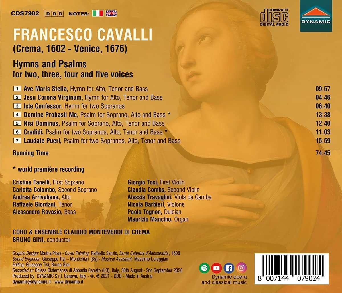 Bruno Gini 프란체스코 카발리: 2, 3, 4, 5성부 성가와 시편 (Francesco Cavalli: Hymns and Psalms) 
