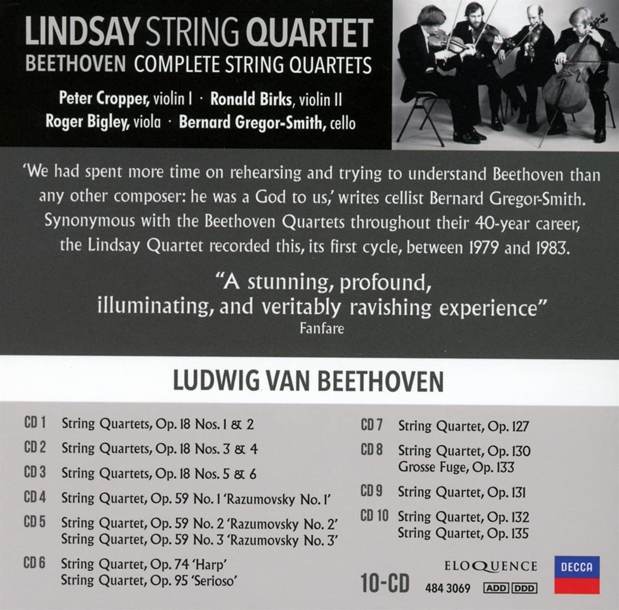 Lindsay String Quartet 베토벤: 현악 사중주 전곡 (Beethoven: Complete String Quartets) 
