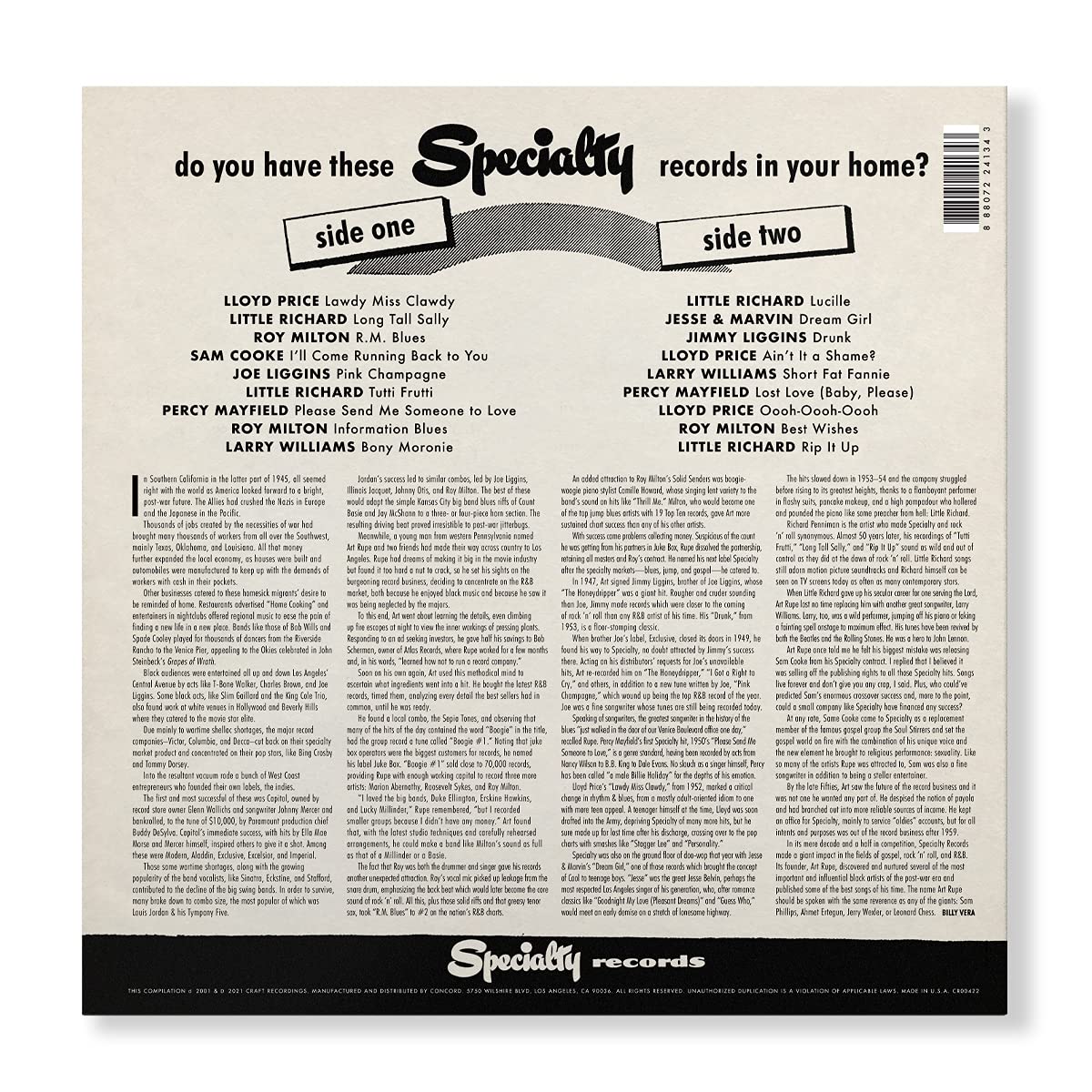 Specialty Records 레이블 컴필레이션 (Rip It Up: The Best Of Specialty Records) [LP]