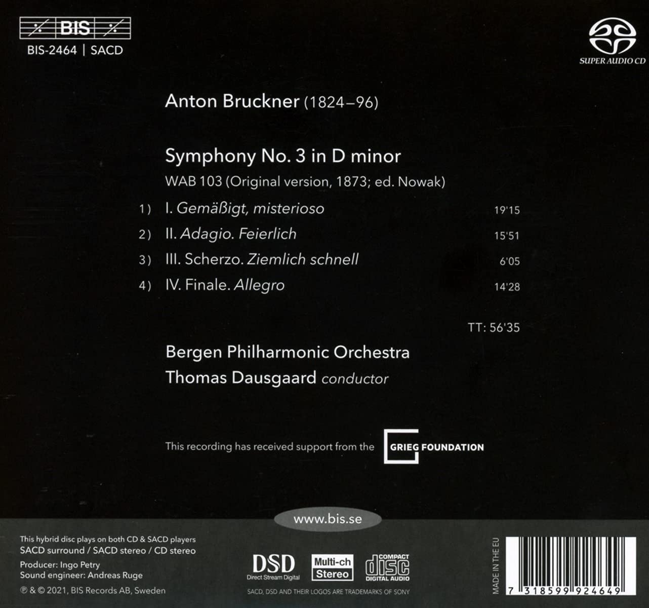 Thomas Dausgaard 브루크너: 교향곡 3번 '바그너 교향곡' (Bruckner: Symphony No.3 WAB103) 