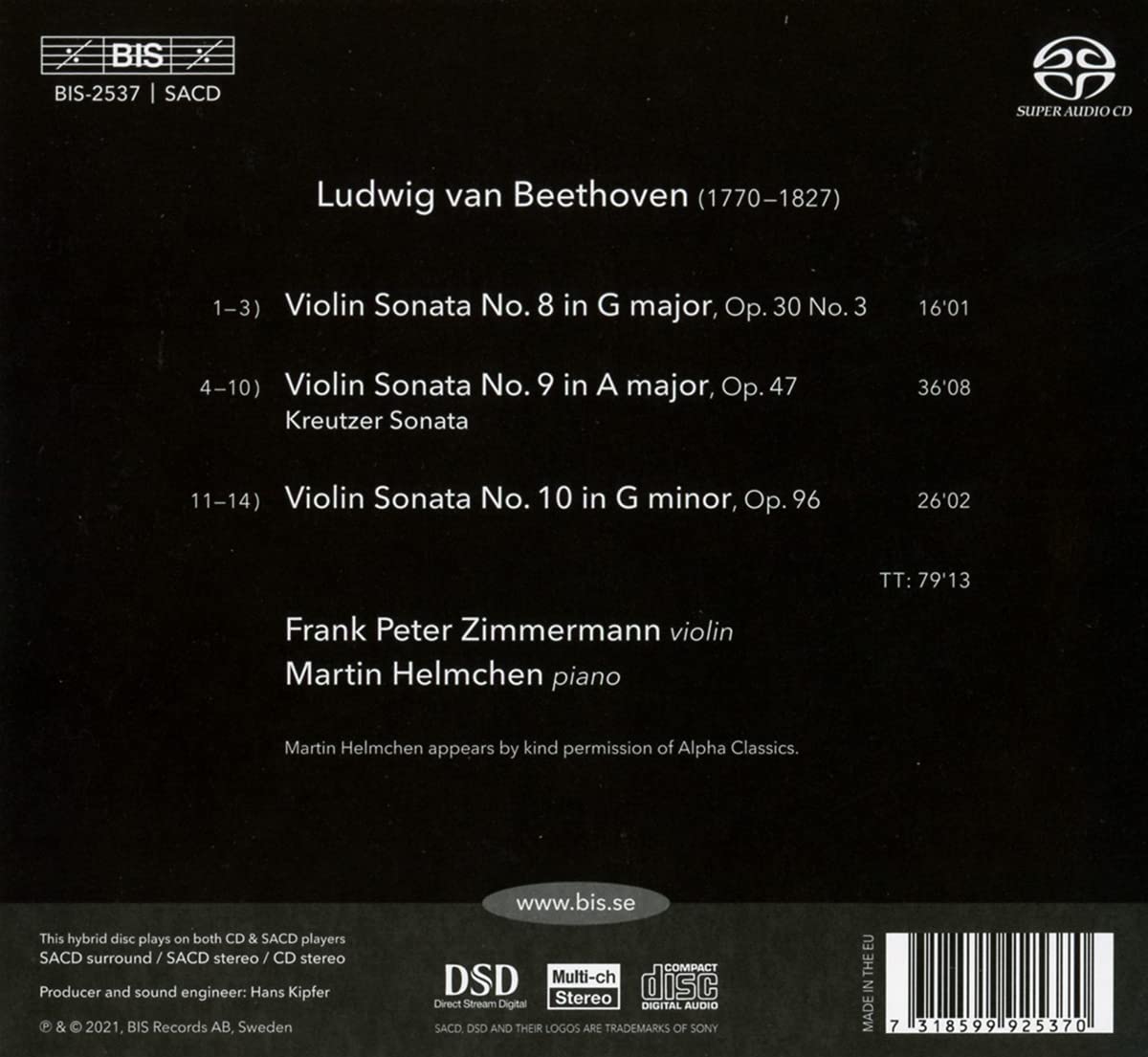 Frank Peter Zimmermann 베토벤: 바이올린 소나타 18, 9, 10번 - 프랑크 페터 침머만
