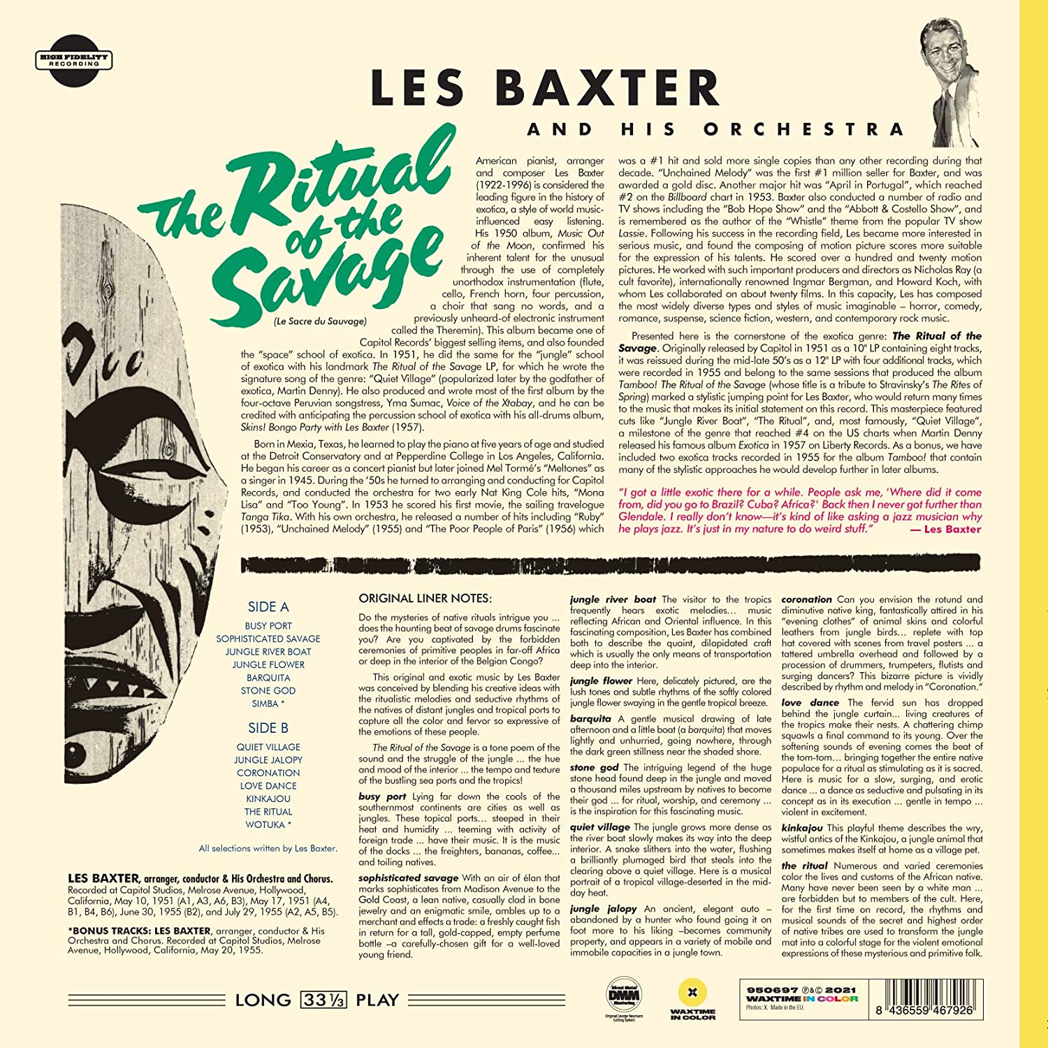 Les Baxter (레스 백스터) - Ritual Of The Savage [옐로우 컬러 LP] 