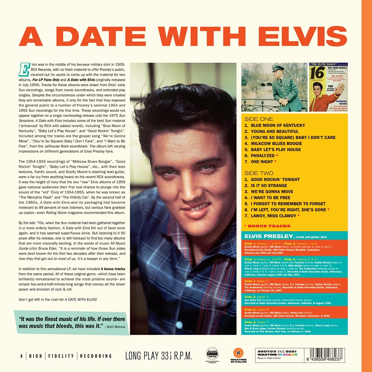 Elvis Presley (엘비스 프레슬리) - 8집 A Date With Elvis [오렌지 컬러 LP] 