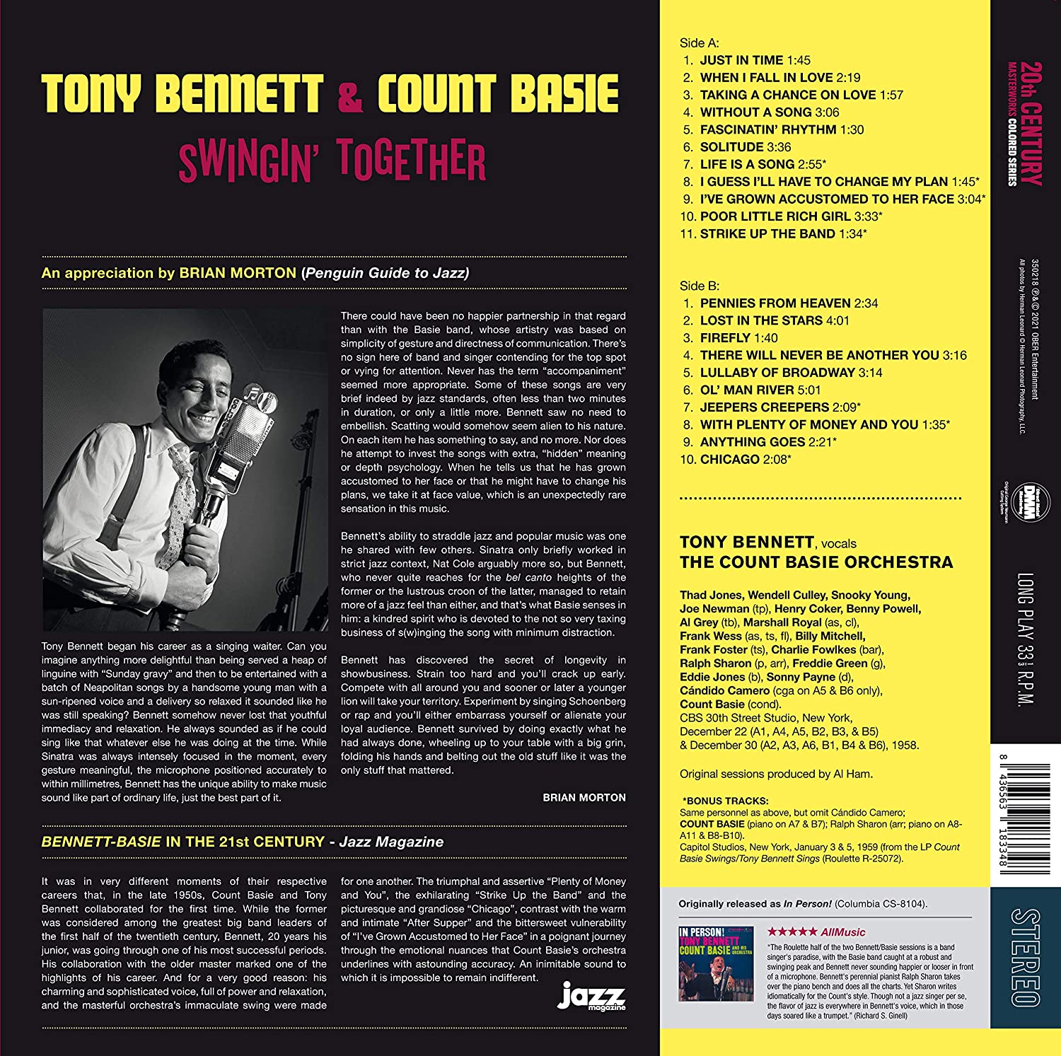 Tony Bennett / Count Basie (토니 베넷 / 카운트 베이시) - Singin' Together [레드 컬러 LP] 