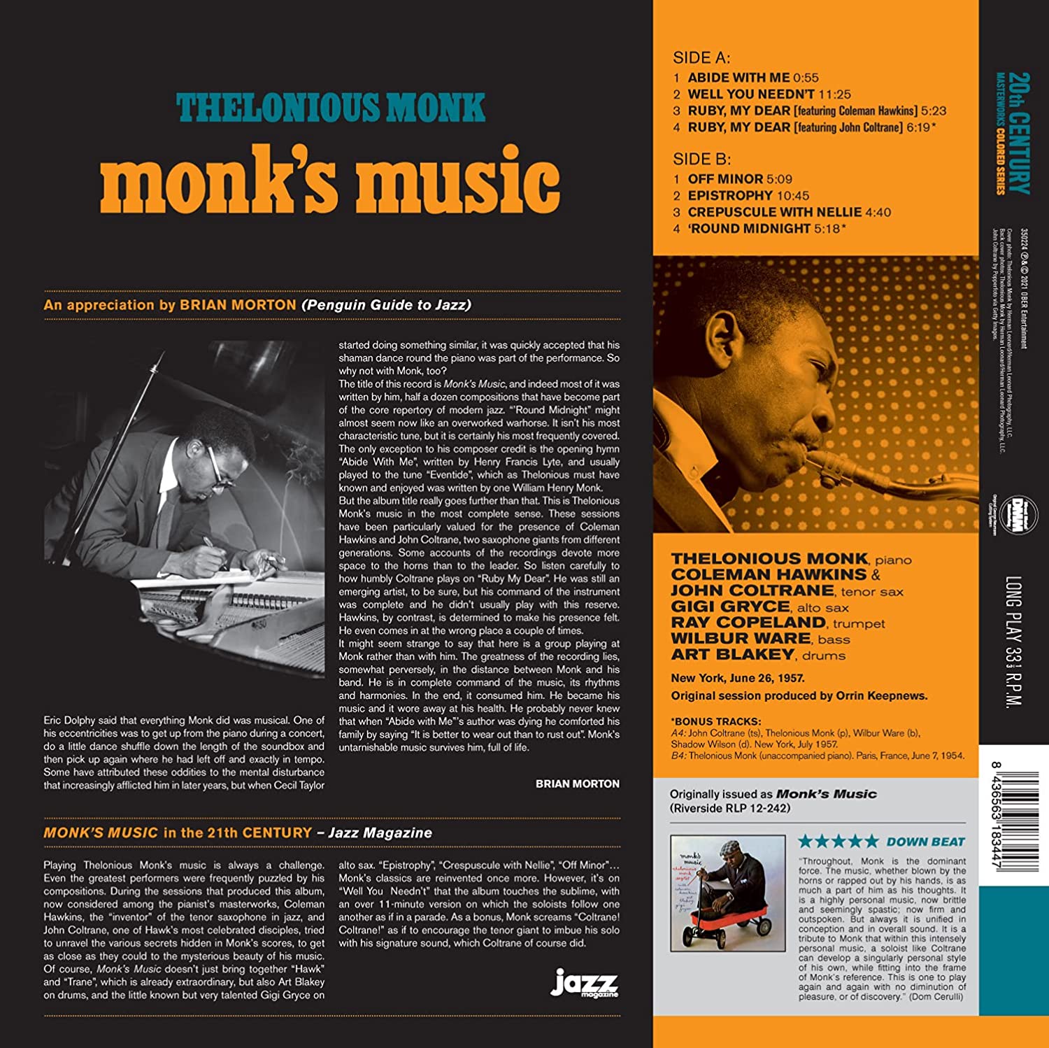 Thelonious Monk (텔로니어스 몽크) - Monk's Music [블루 컬러 LP] 