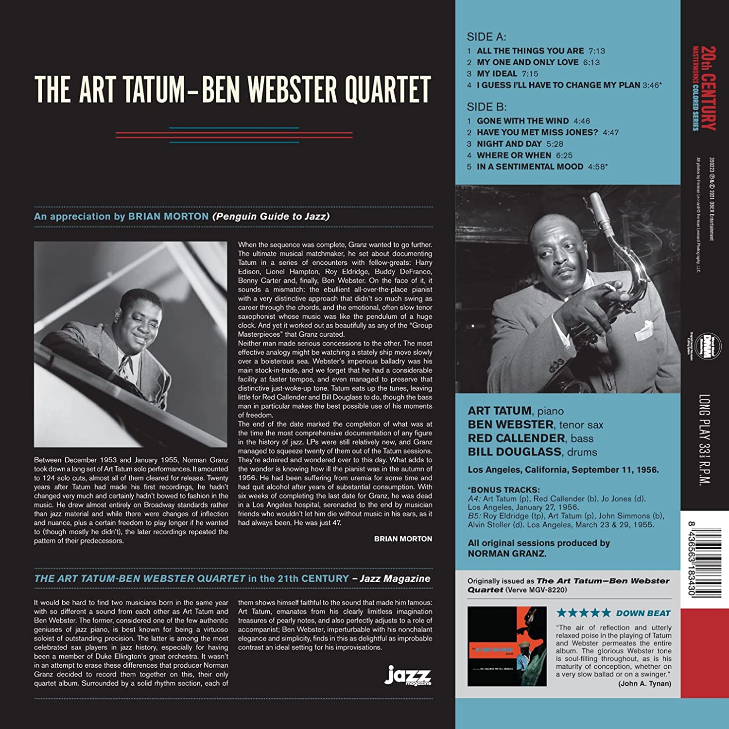 Art Tatum / Ben Webster (아트 테이텀 / 벤 웹스터) - The Art Tatum - Ben Webster Quartet [레드 컬러 LP] 