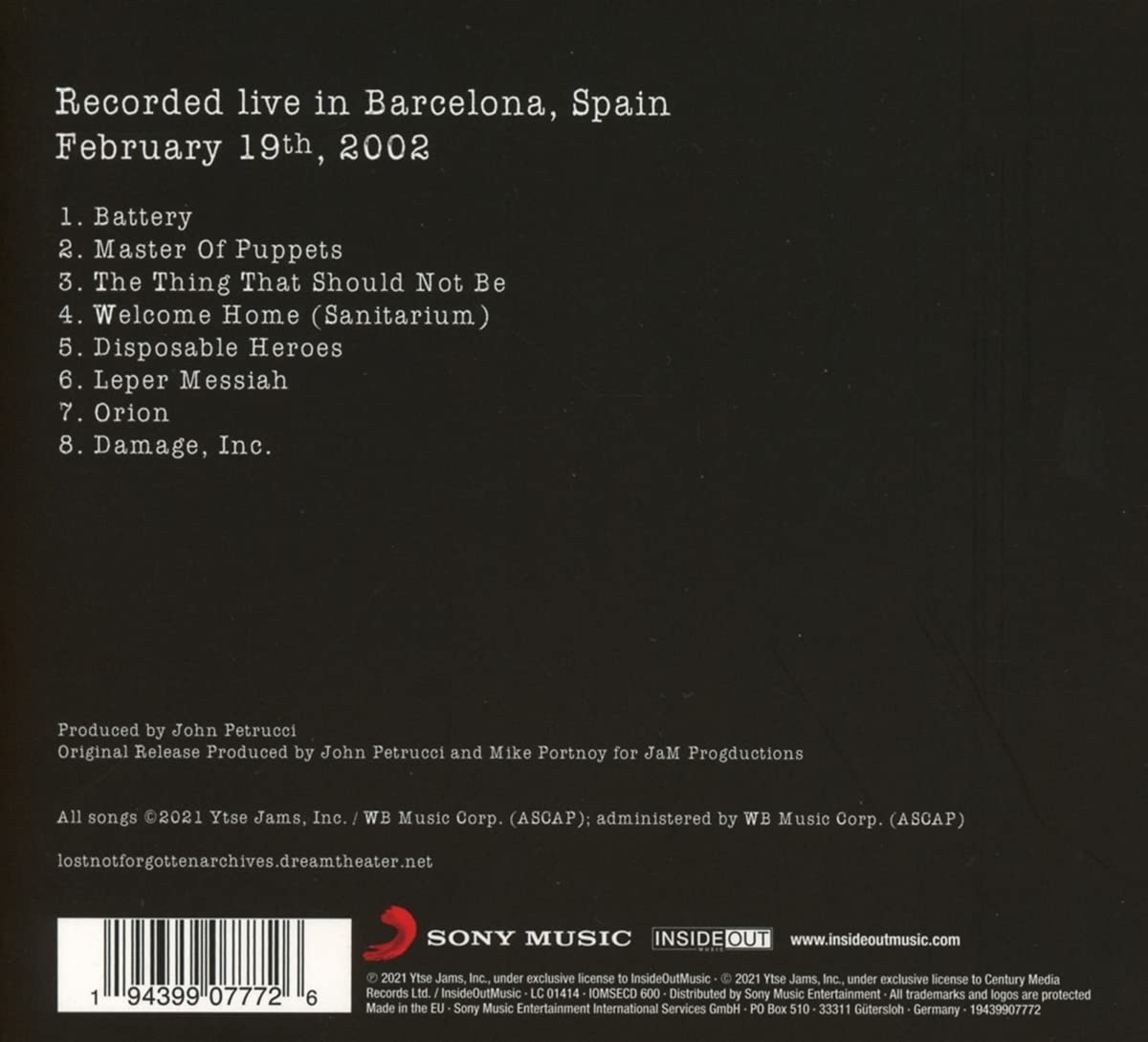Dream Theater (드림 시어터) - Lost Not Forgotten Archives: Master Of Puppets : Live In Barcelona, 2002