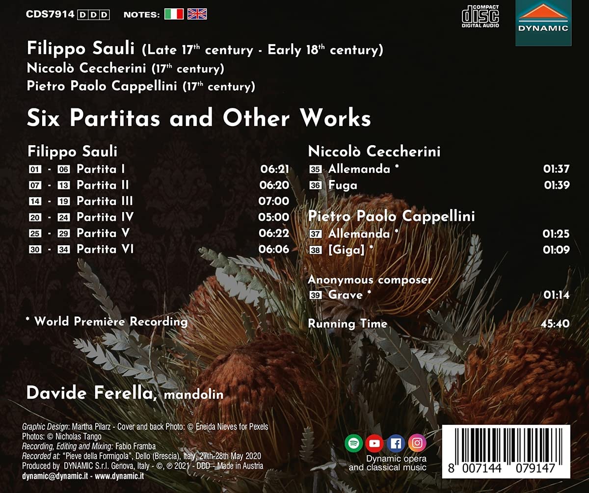 Davide Ferella 사울리: 만돌린을 위한 여섯 개의 파르티타 (Sauli: Six Partitas and Other Works) 