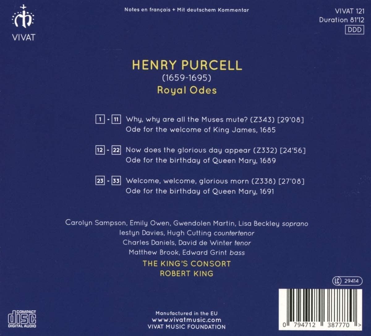 The King’s Consort - Purcell: Royal Odes