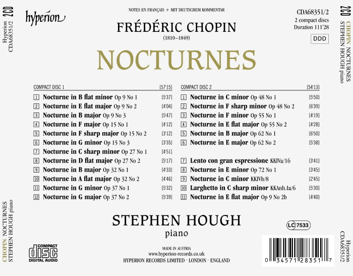 Stephen Hough 쇼팽: 녹턴 - 스티븐 허프 (Chopin: Nocturens) 