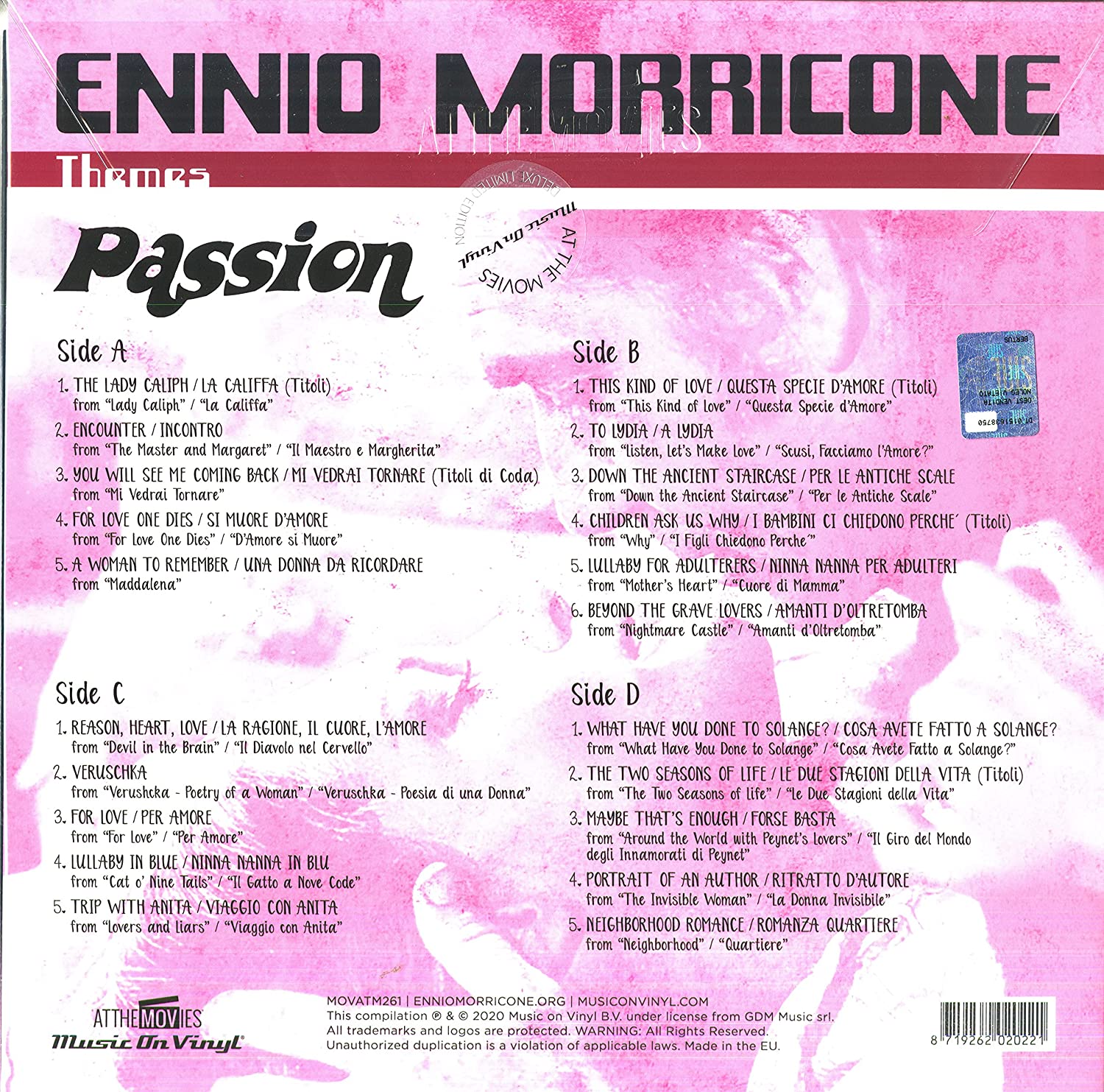 패션, 위험한 열정 영화음악 (Passion OST by Ennio Morricone) [2LP] 