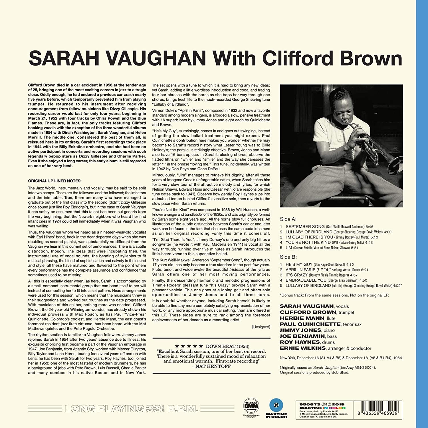 Sarah Vaughan (사라 본) - With Clifford Brown [블루 컬러 LP]
