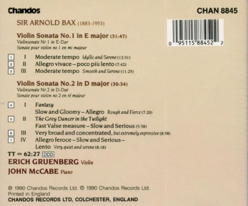 Erich Gruenberg 아놀드 백스: 바이올린 소나타 1, 2번 (Arnold Bax: Violin Sonatas Nos.1, 2) 