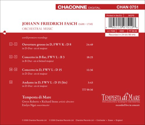 Tempesta di Mare Chamber Players 파슈: 관현악 음악 1집 (Fasch: Orchetsral Works Vol. 1) 