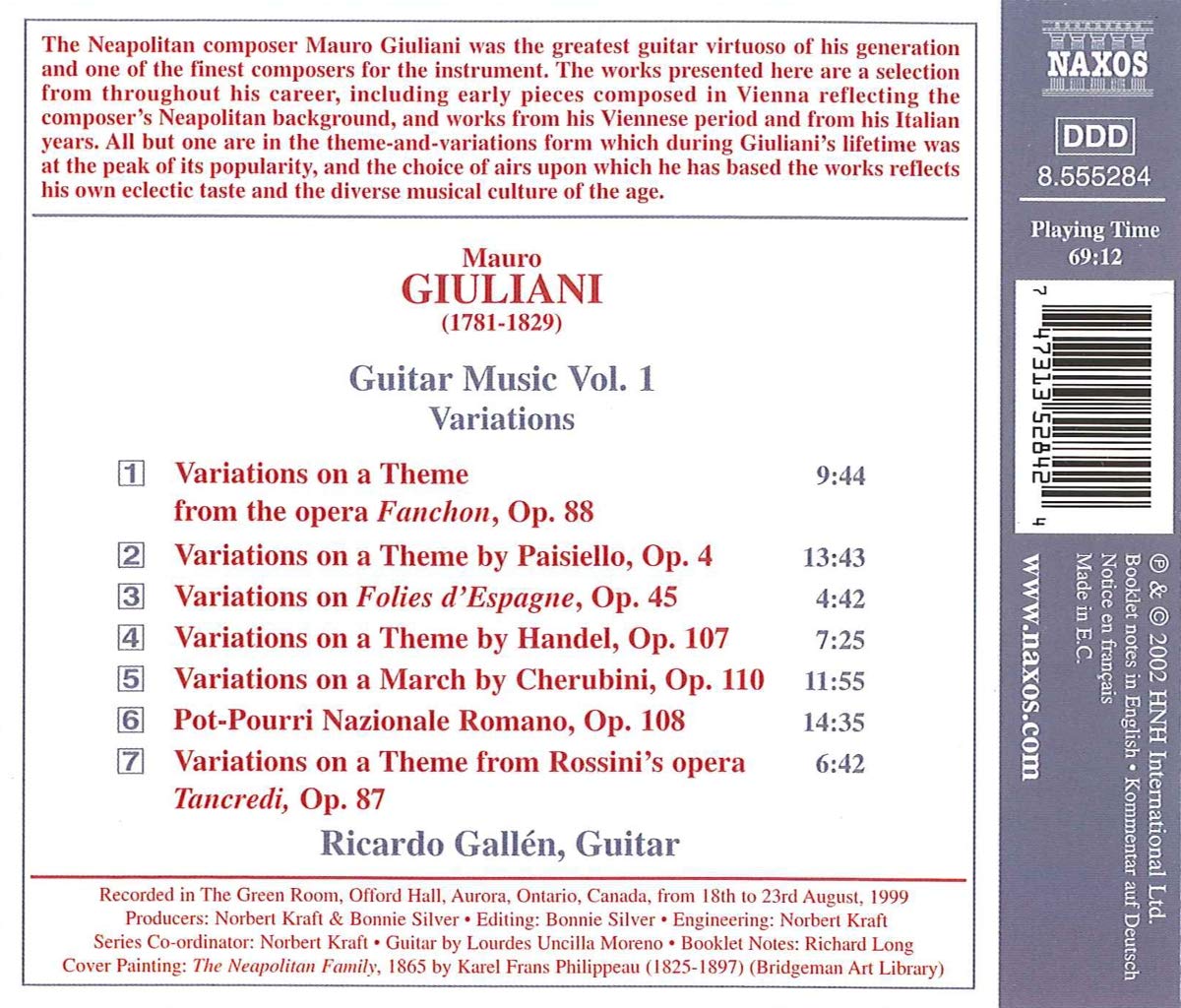 Ricardo Gallen 줄리아니: 기타 음악 1집 - 변주곡 (Giuliani: Guitar Music Vol. 1 - Variations) 