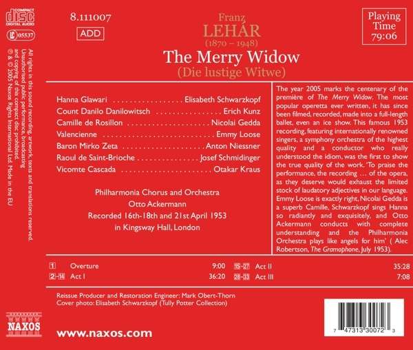 Otto Ackermann 프란츠 레하르: 오페라 '유쾌한 아낙네' (Franz Lehar: The Merry Widow) 