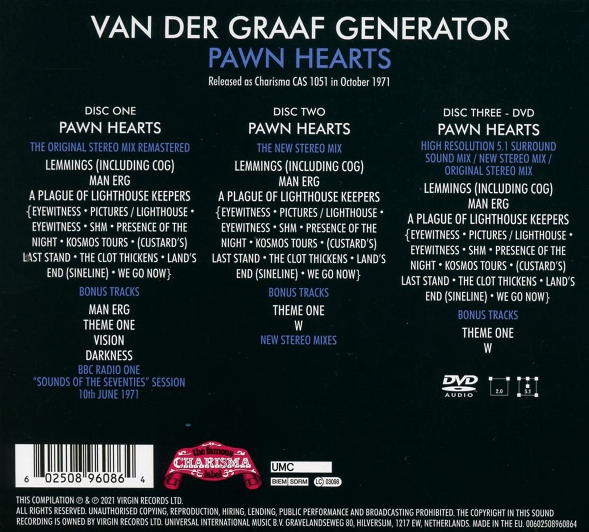Van Der Graaf Generator (밴 더 그래프 제너레이터) - Pawn Hearts [2CD+DVD-Audio] 