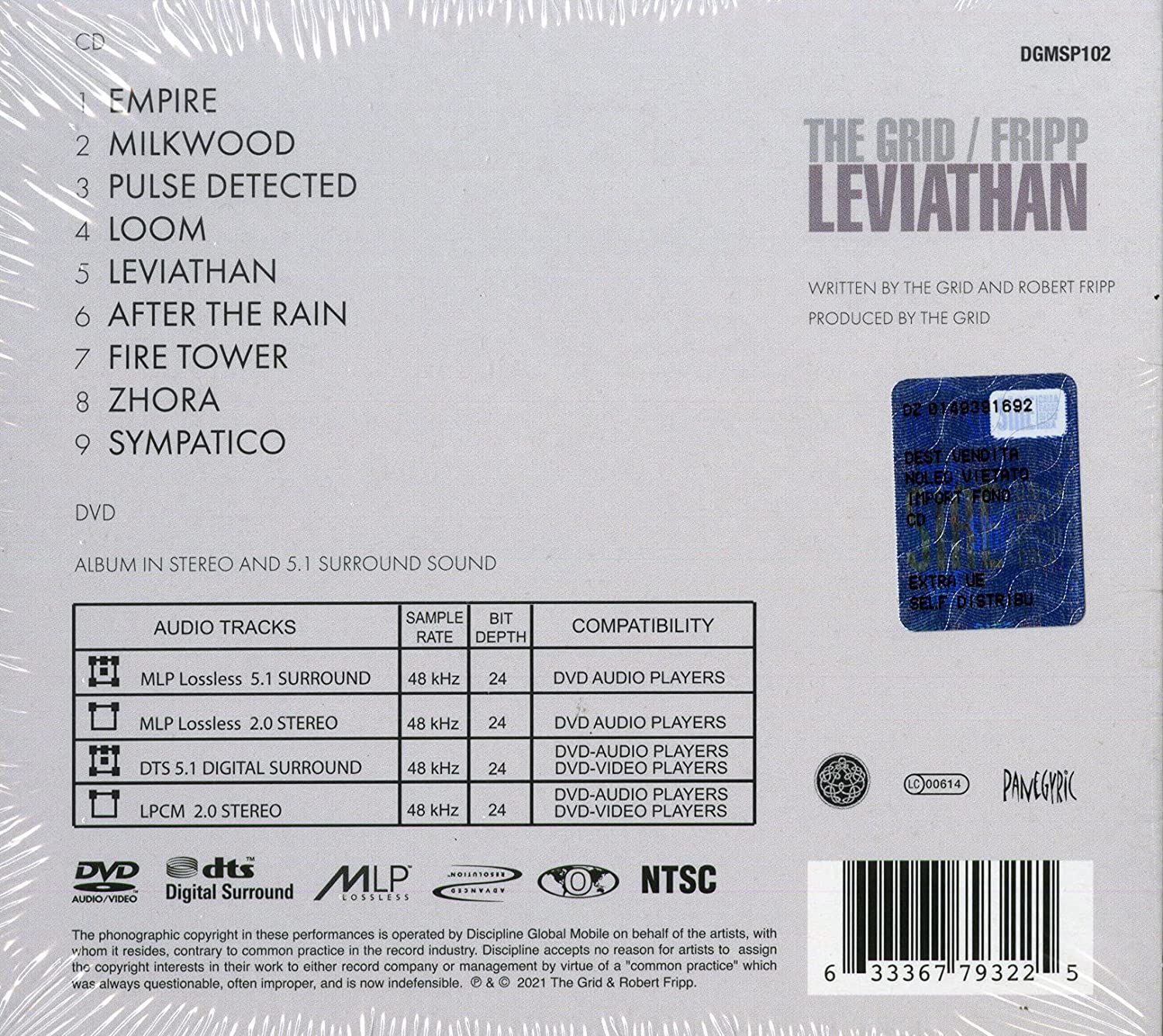 The Grid / Robert Fripp (더 그리드 / 로버트 프립) - Leviathan [CD+DVD] 