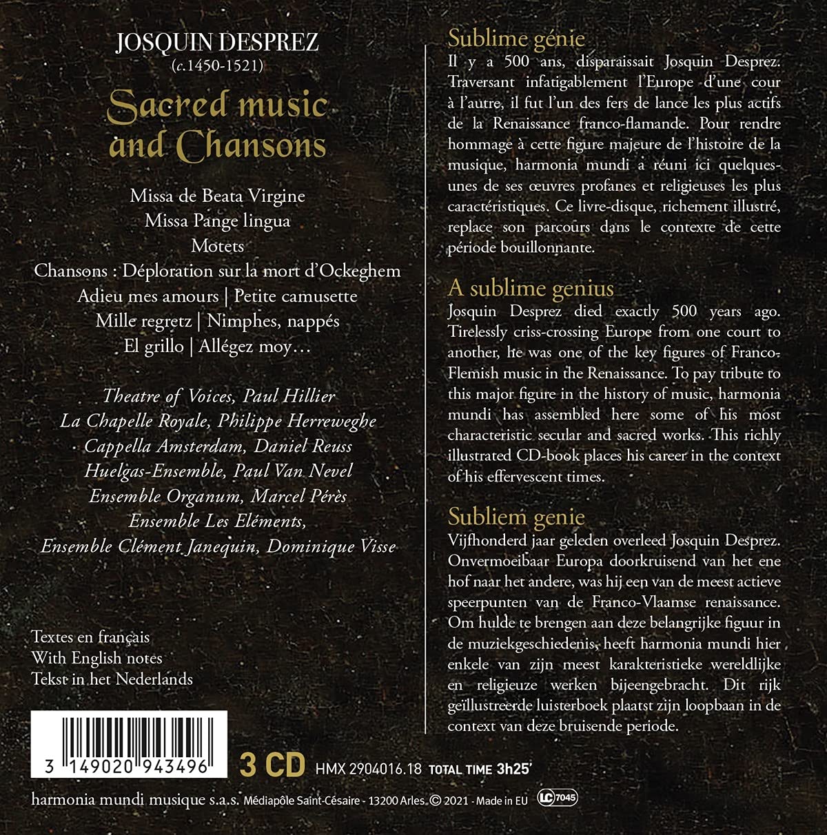 Paul Hillier 조스캥 데프레: 종교 음악과 샹송 (Josquin Desprez: Sacred Music and Chansons - The Renaissance Master) 