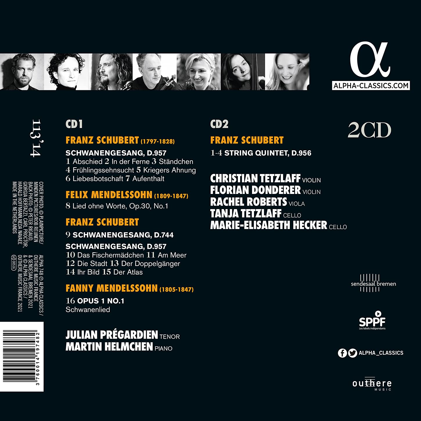 Julian Pregardien 슈베르트: 백조의 노래, 현악오중주 (Schubert: Schwanengesang D957, String Quintet D956)
