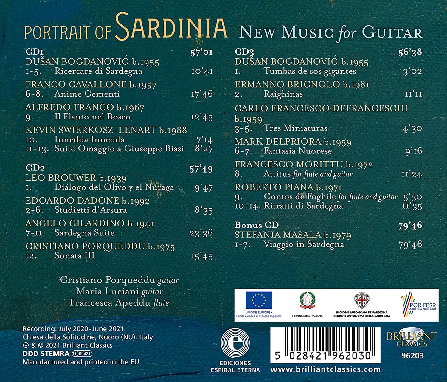 Cristiano Porqueddu 현대 기타 음악 - 사르데냐의 초상 (New Music for Guitar - Portrait of Sardinia) 