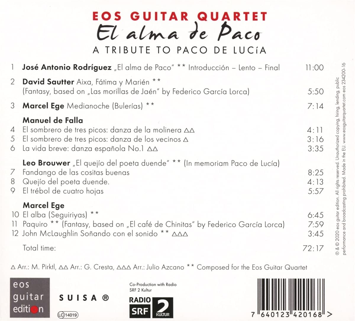 EOS Guitar Quartet 파코 데 루시아 헌정 음반 - EOS 기타사중주단 (El Alma de Paco : A Tribute to Paco de Lucia)
