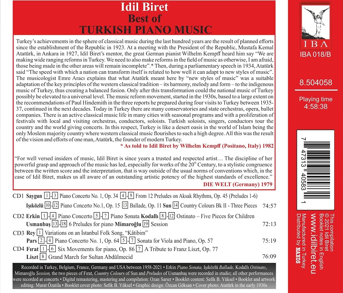 Idil Biret 터키 작곡가들의 피아노 음악 베스트 - 이딜 비렛 (Best of Turkish Piano Music) 