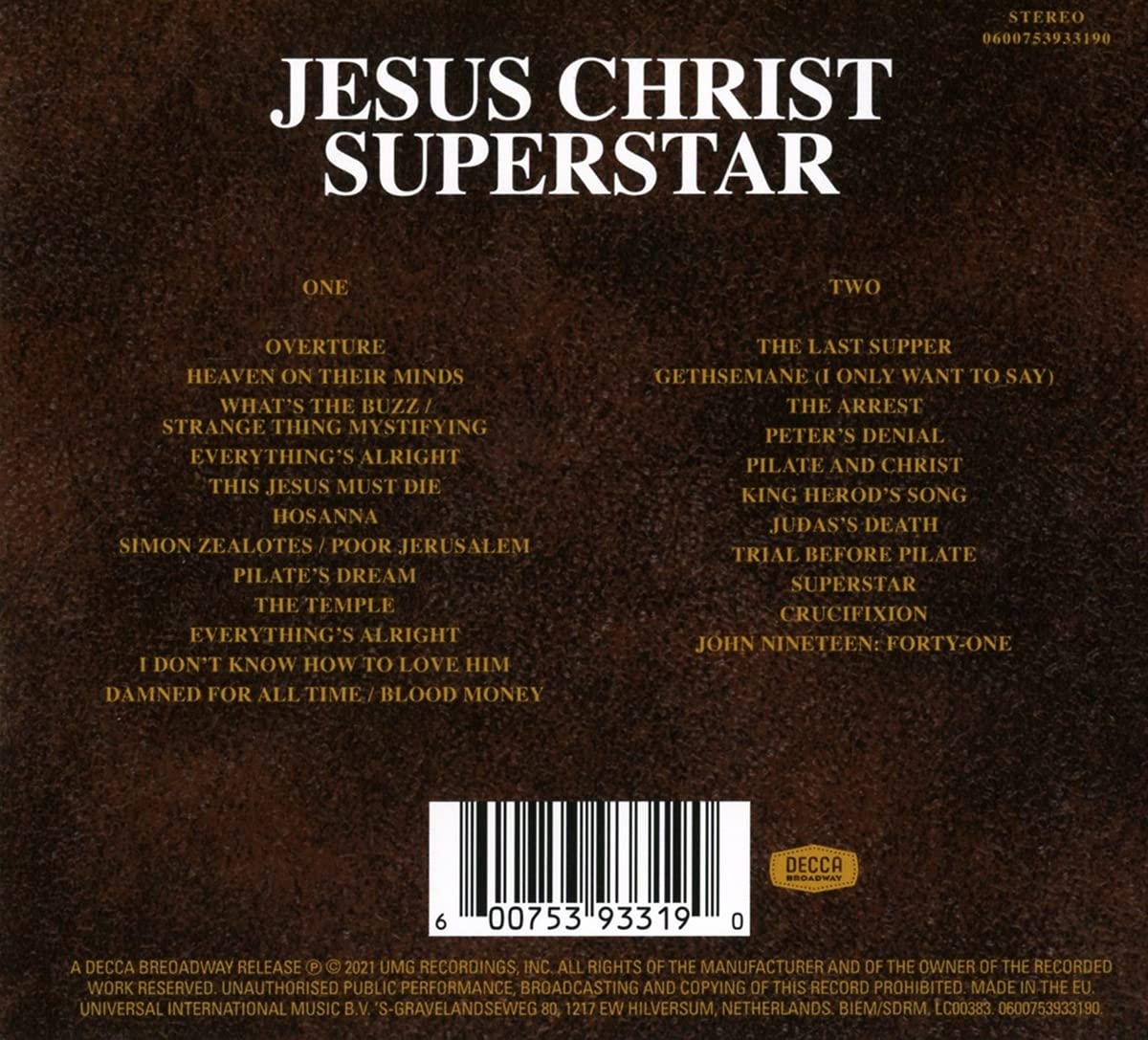 지저스 크라이스트 슈퍼스타 뮤지컬음악 (Jesus Christ Superstar OST by Andrew Lloyd Webber / Tim Rice) 