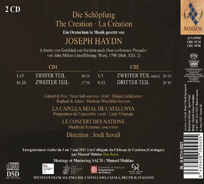 서예리 / Jordi Savall 하이든: 천지창조 (Haydn: Die Schopfung) 