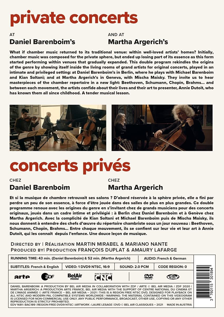 Daniel Barenboim / Martha Argerich 다니엘 바렌보임 / 마르타 아르헤리치: 사적 콘서트 (Private Concerts) 