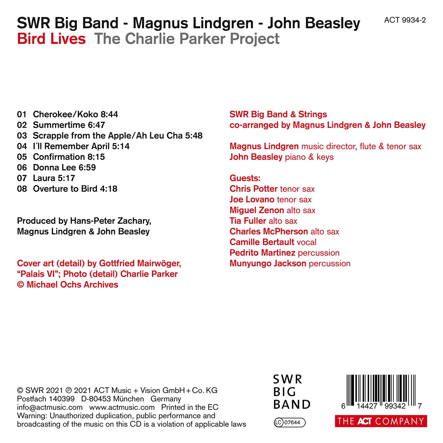 SWR Big Band / Magnus Lindgren / John Beasley (SWR 빅 밴드, 마그누스 린드그렌, 존 비즐리) - Bird Lives 