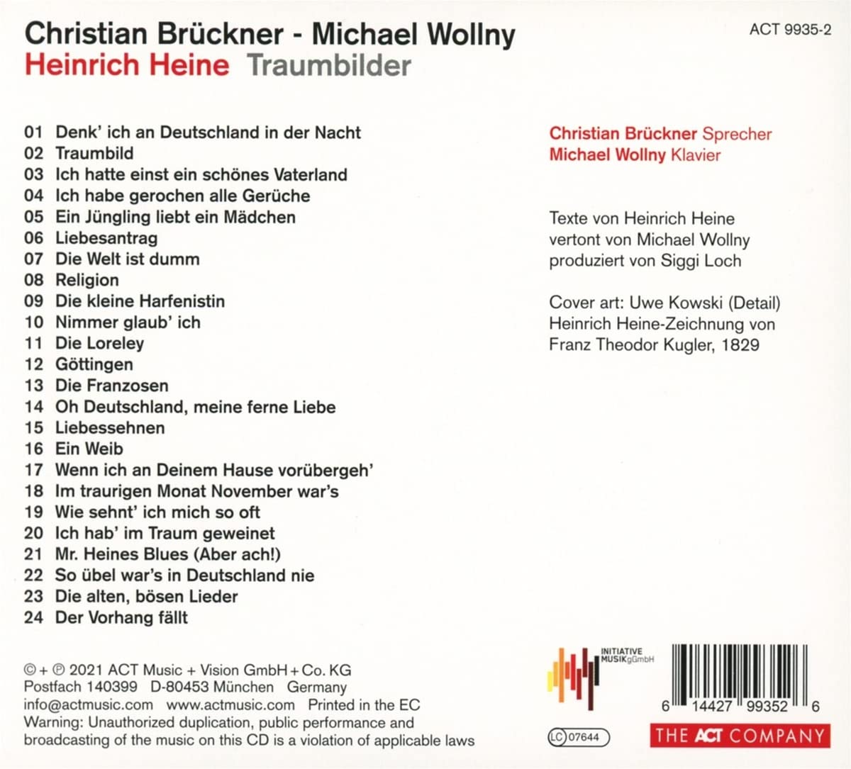 Michael Wollny / Christian Bruckner 하인리히 하이네의 시에 붙인 음악 (Heinrich Heine: Traumbilder)